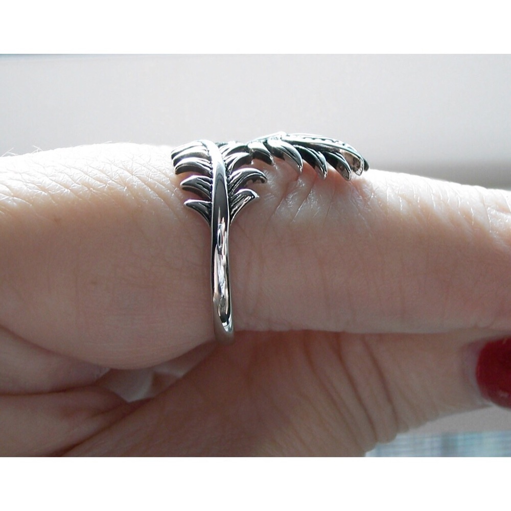 925 STERLING SILVER Peacock Feather Ring - Picture 7 of 16